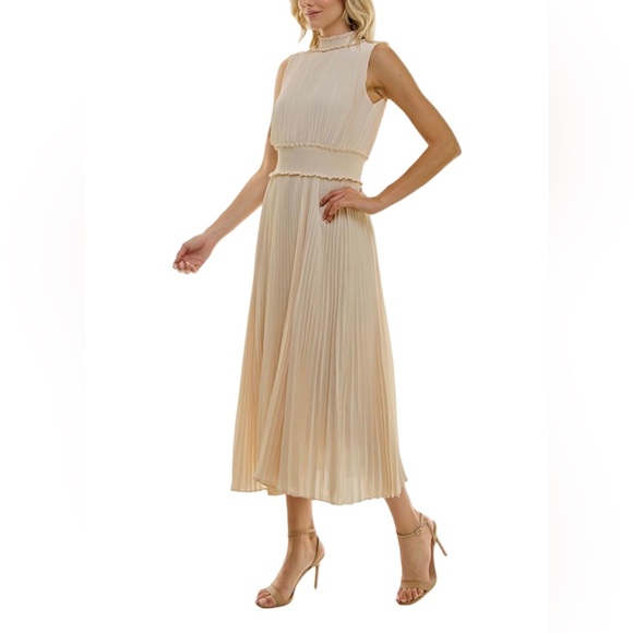 Nanette Nanette Lepore Women's Smocked High Neck Pleated Maxi Dress Size 8 - Picture 6 of 11